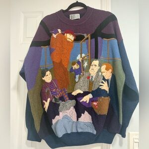 M by Missoni Artistic Purple and Blue Crewneck Sweater
